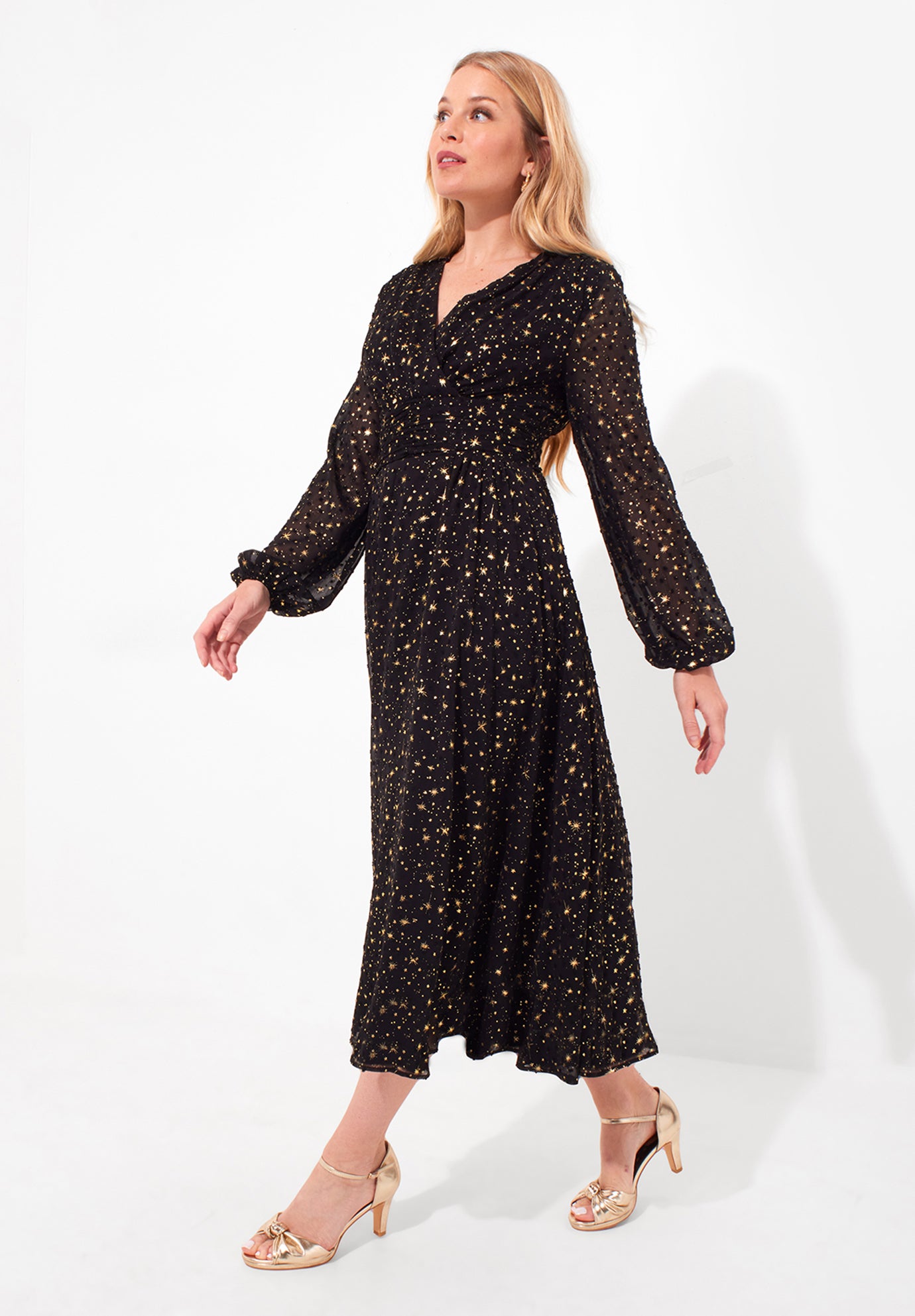 Starry Georgette Midi Dress image number 0