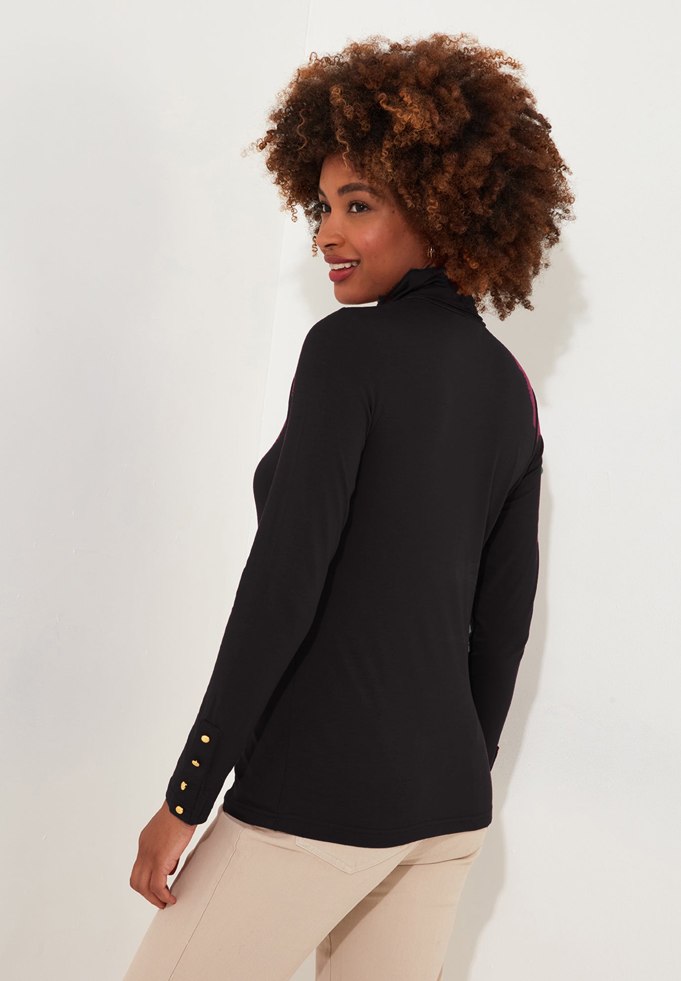 Stretch Knit Turtleneck Tee image number 3