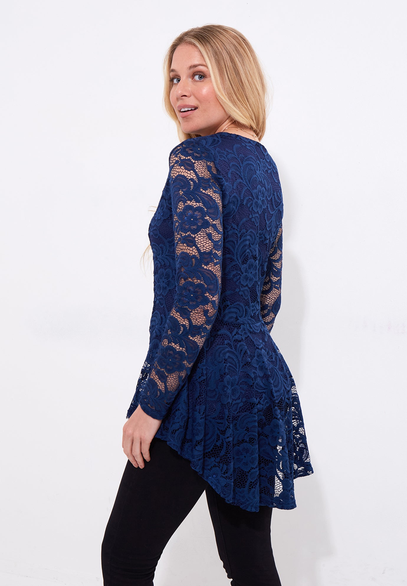 V-Neck Zip Lace Tunic image number 3