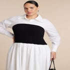 Sweater Twofer Shirt Dress image number 1