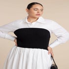 Sweater Twofer Shirt Dress image number 3
