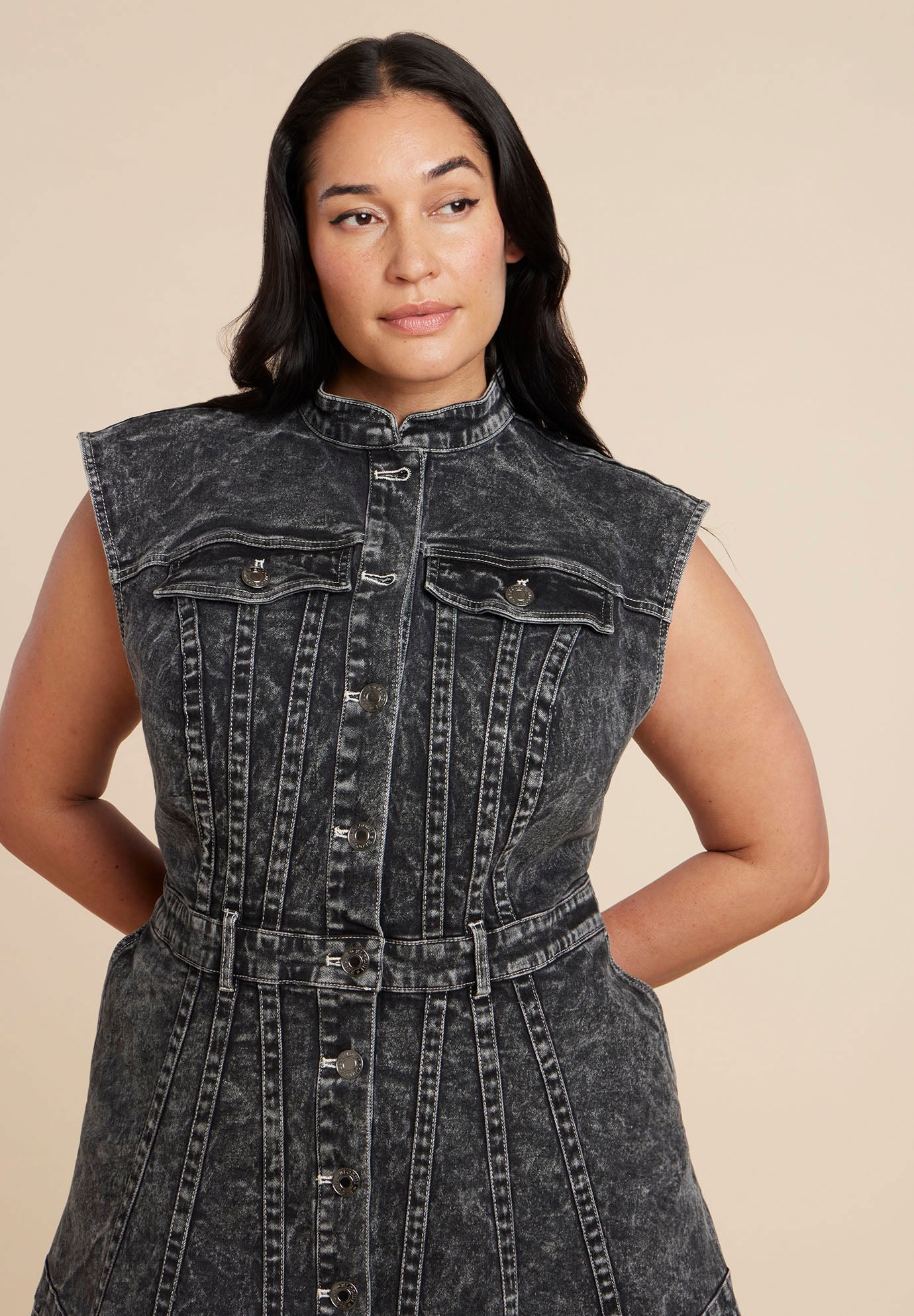 Fit And Flare Denim Dress image number 2