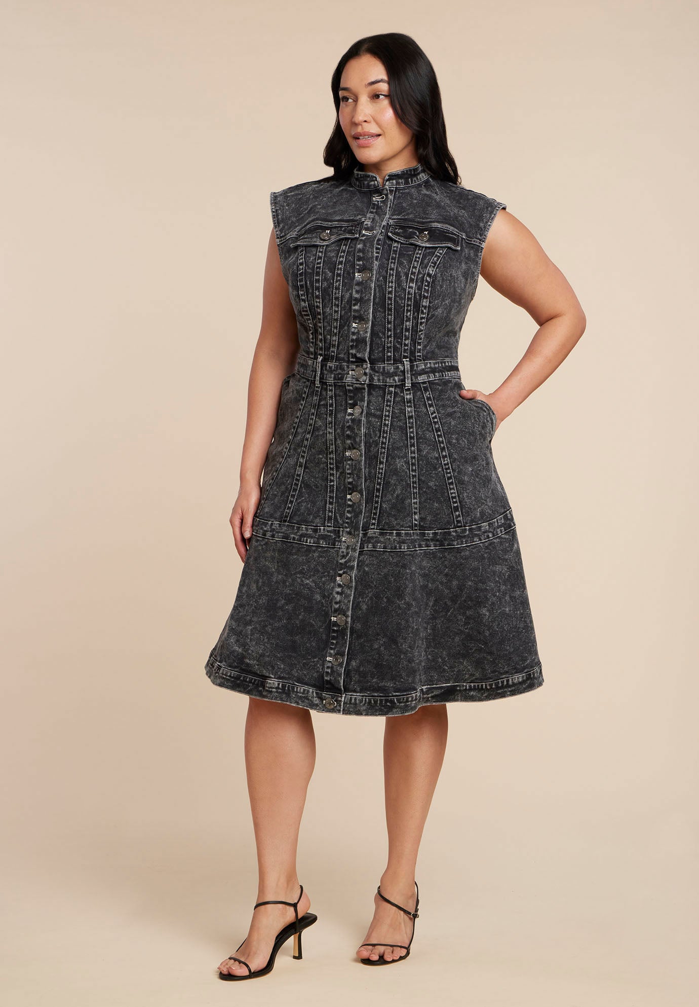 Fit And Flare Denim Dress image number 0