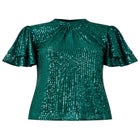 Short Flutter Sleeve Sequin Top image number null