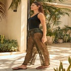Metallic Crinkle Cover-Up Pants image number 2