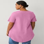 V-Neck Inverted Pleat Tunic with Curved Hem image number null