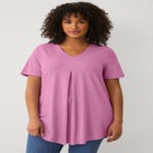 V-Neck Inverted Pleat Tunic with Curved Hem image number null