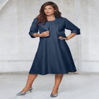 Plus Size Elbow Sleeve Fit-and-Flare Dress with Bolero Jacket &ndash; 2-Piece Suit image number null