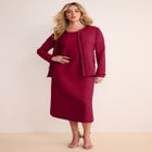 Plus Size Long Sleeve Pleated Jacket Dress Set &ndash; Elegant 2-Piece Sheath Suit image number 0