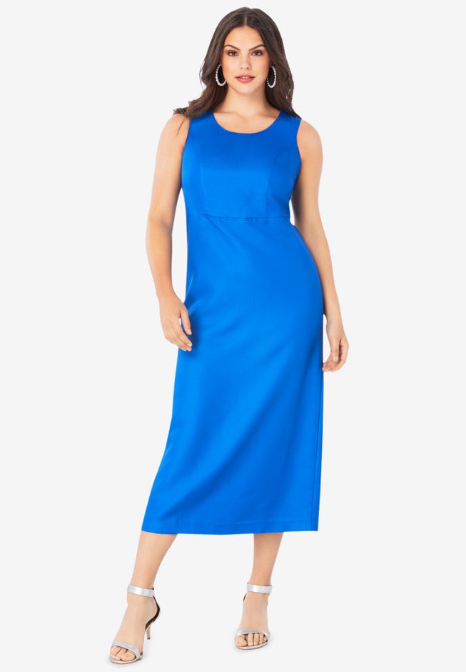 Plus Size Long Sleeve Pleated Jacket Dress Set &ndash; Elegant 2-Piece Sheath Suit image number 6