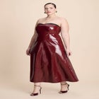 Textured Faux Leather Dress With Cup Detail image number null