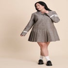 Pleated Plaid Mini Dress image number null