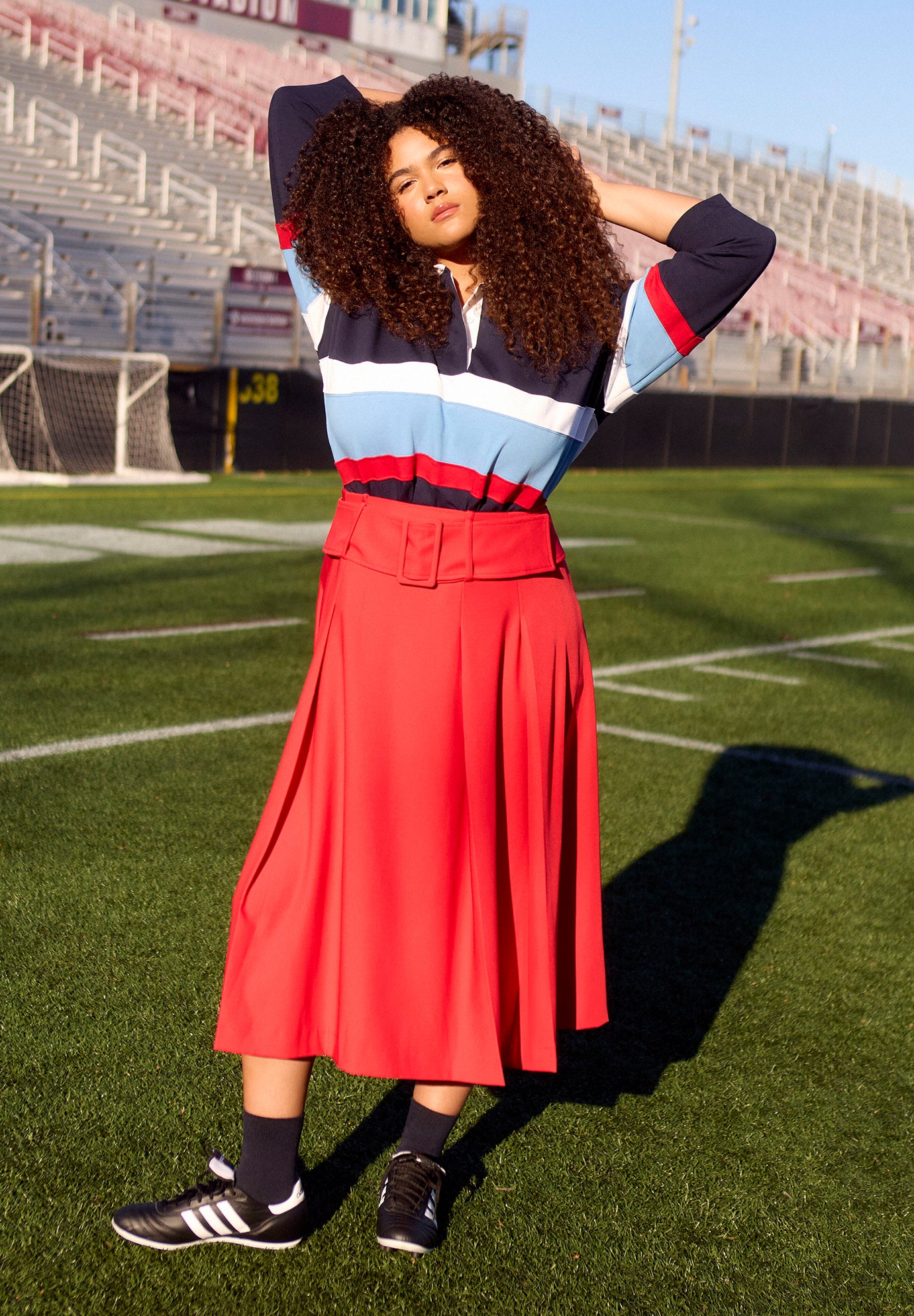 Pleated Belted Midi Skirt image number 0