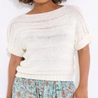 Boatneck Pointelle Sweater image number null