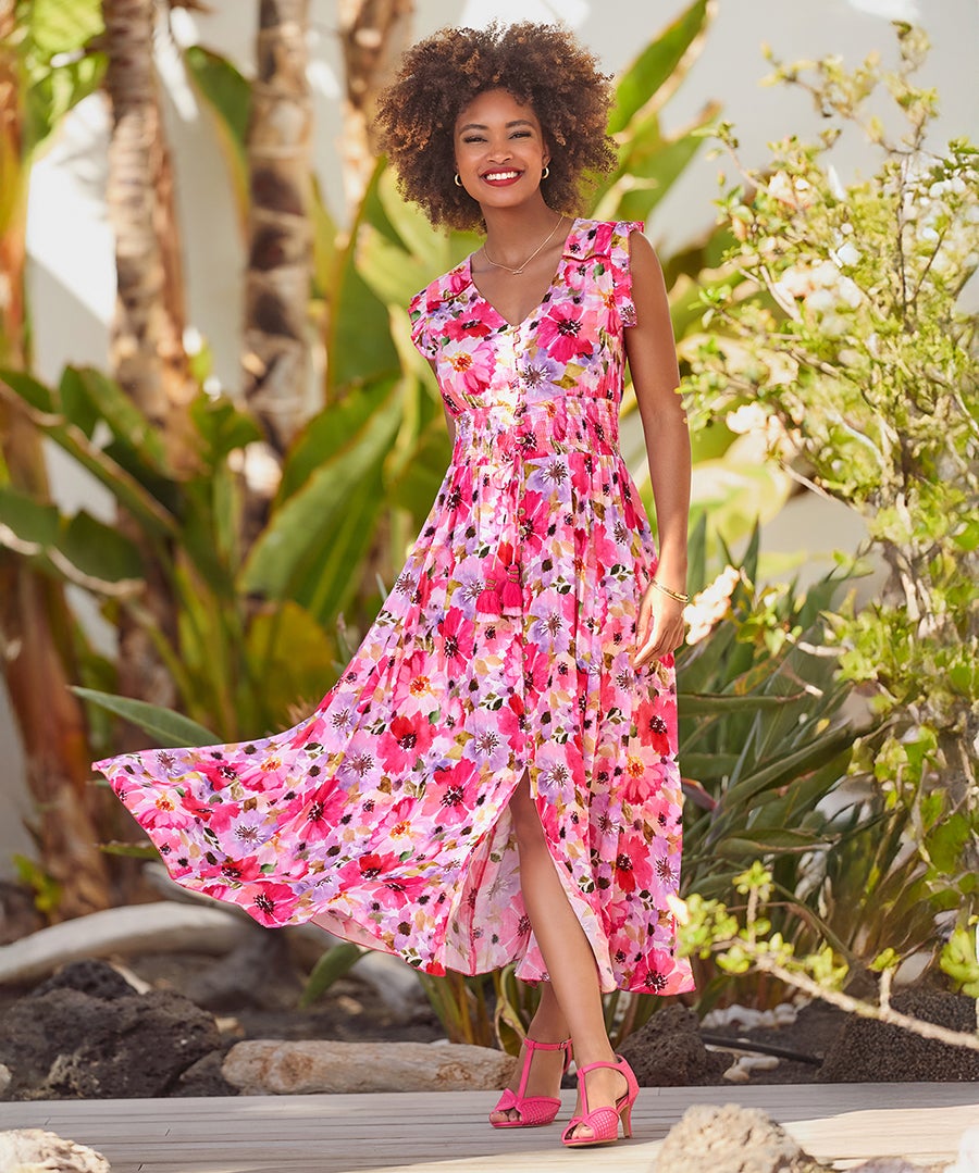 V-neck Ruffle Maxi Dress image number 0