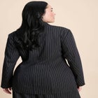 Zip Hem Pinstripe Blazer image number null
