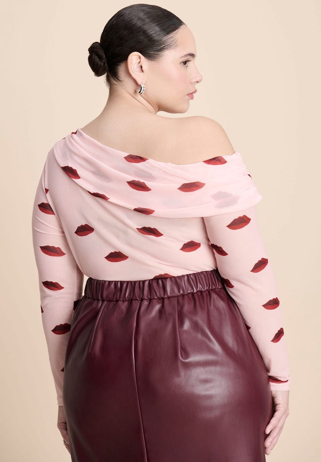 Lip Print Mesh Top image number 1