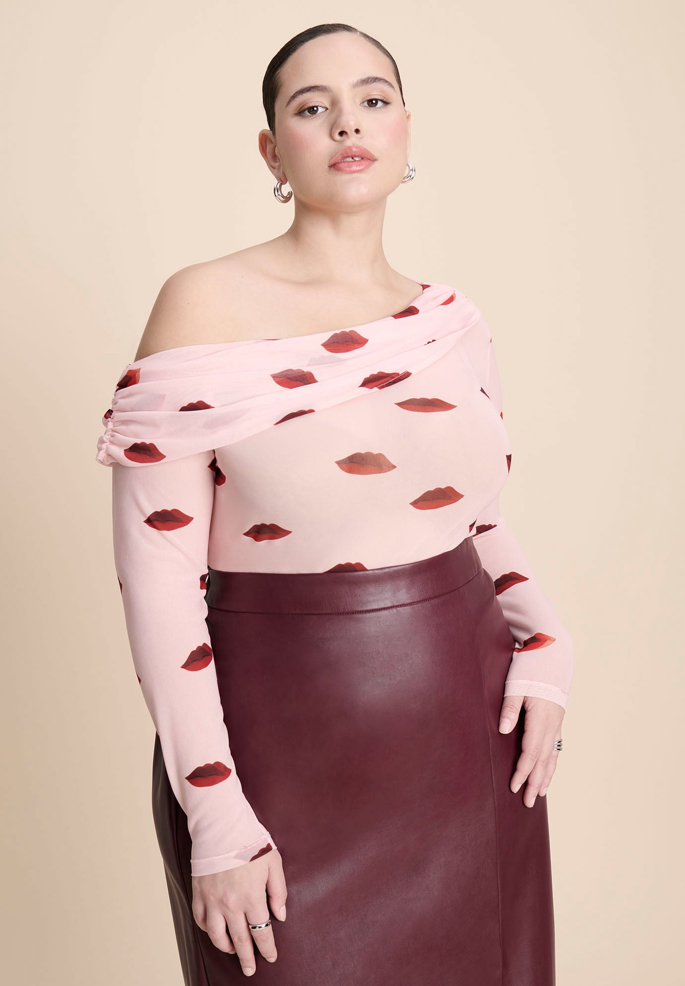 Lip Print Mesh Top image number 0
