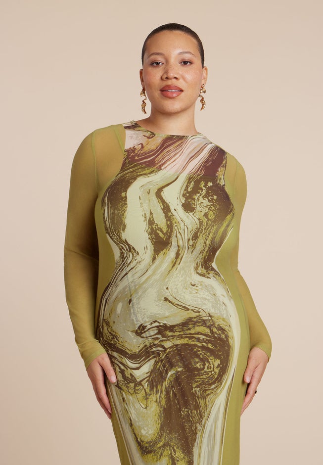 Printed Mesh Dress image number 3