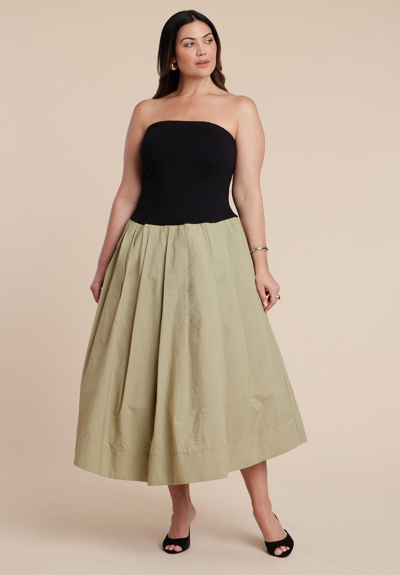 Strapless Combo Dress image number 1