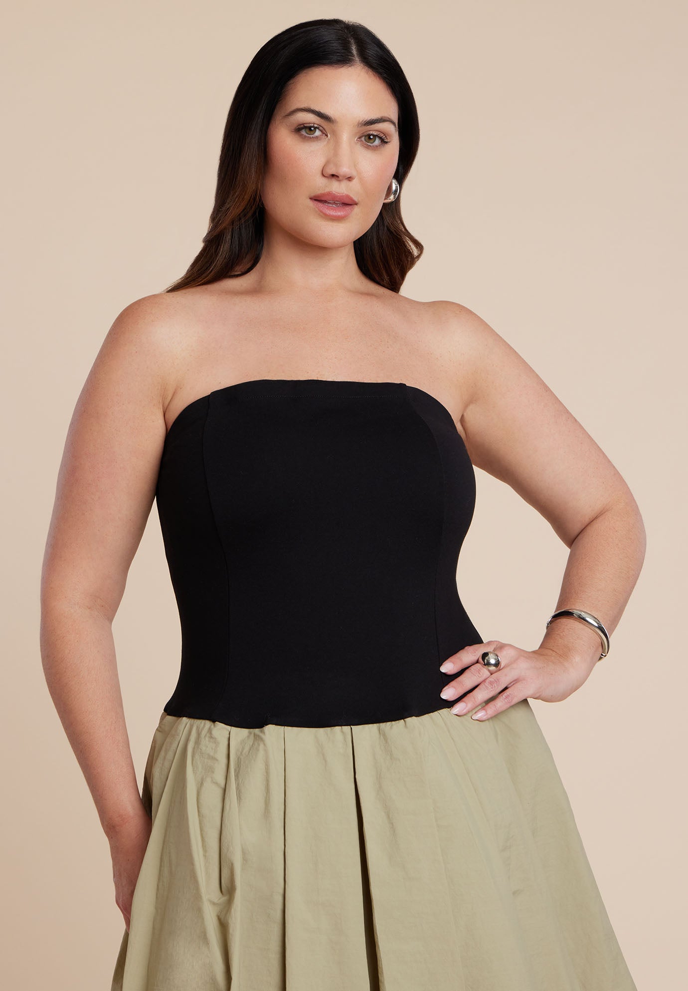 Strapless Combo Dress image number 3
