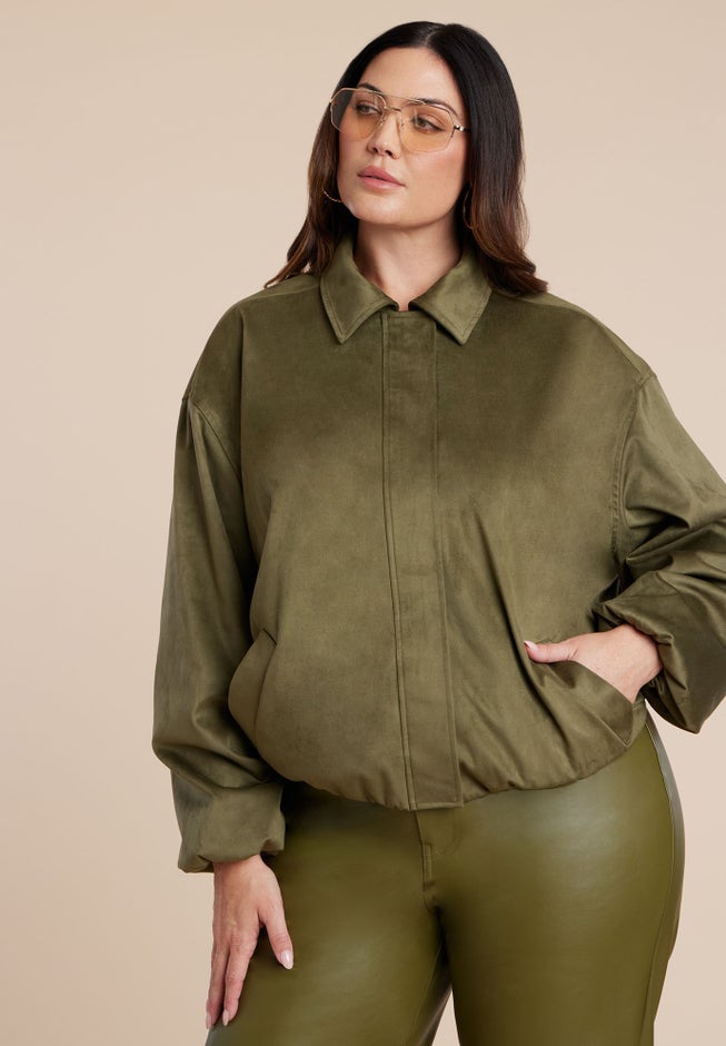 Faux Suede Bomber Jacket image number 1