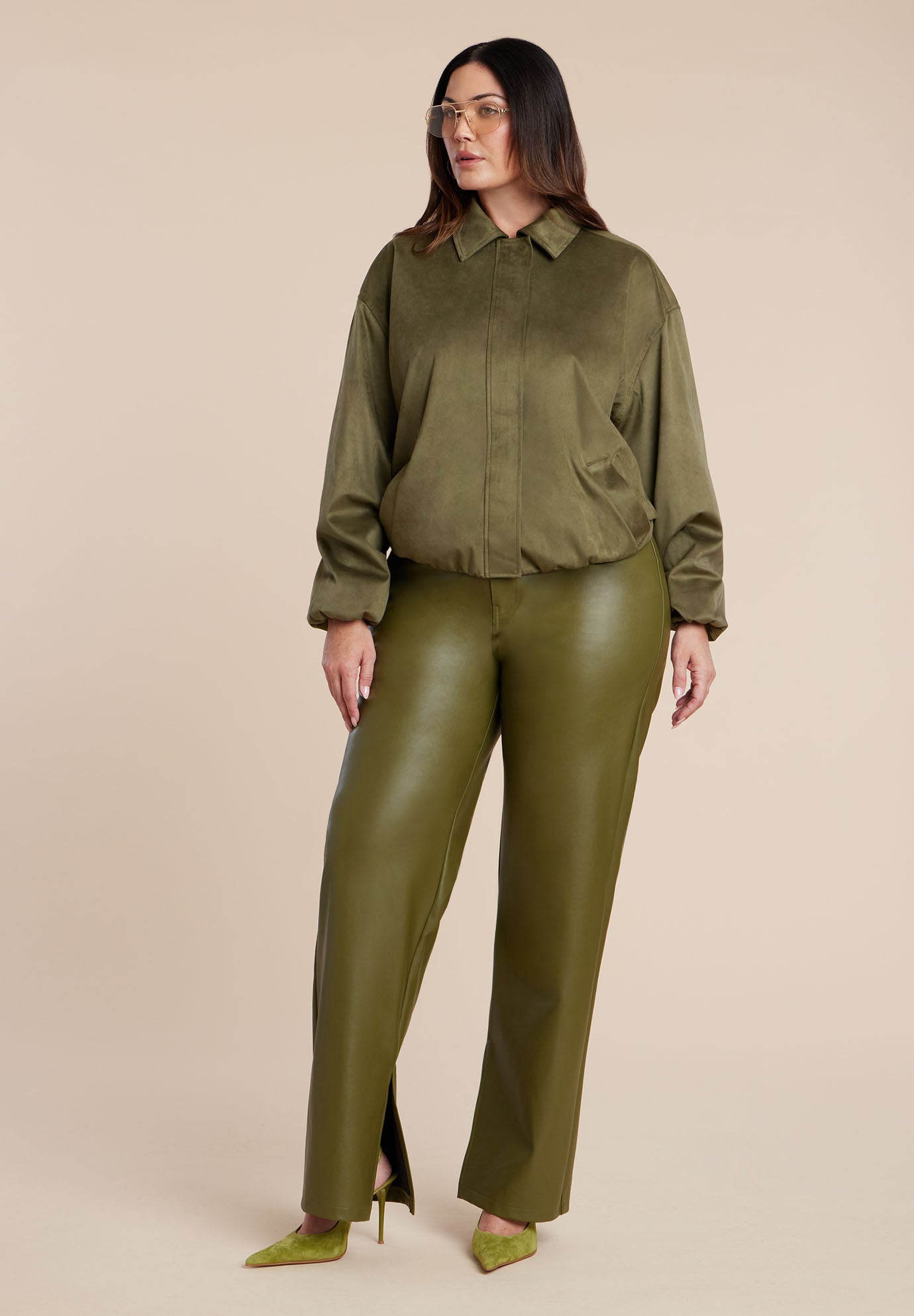 Faux Suede Bomber Jacket image number 4