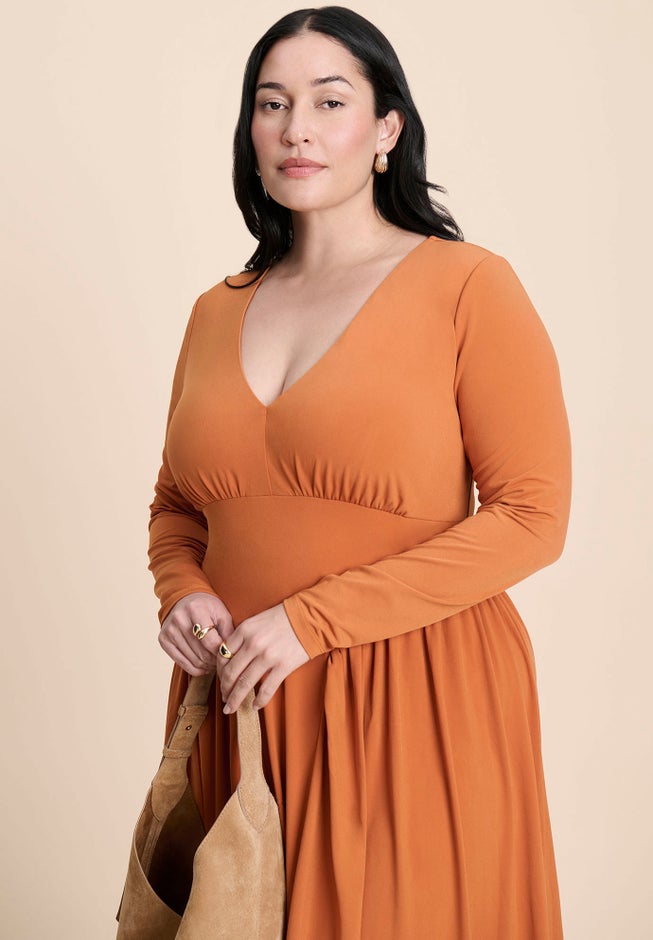 Plunge Neck Knit Dress image number 1