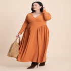 Plunge Neck Knit Dress image number null