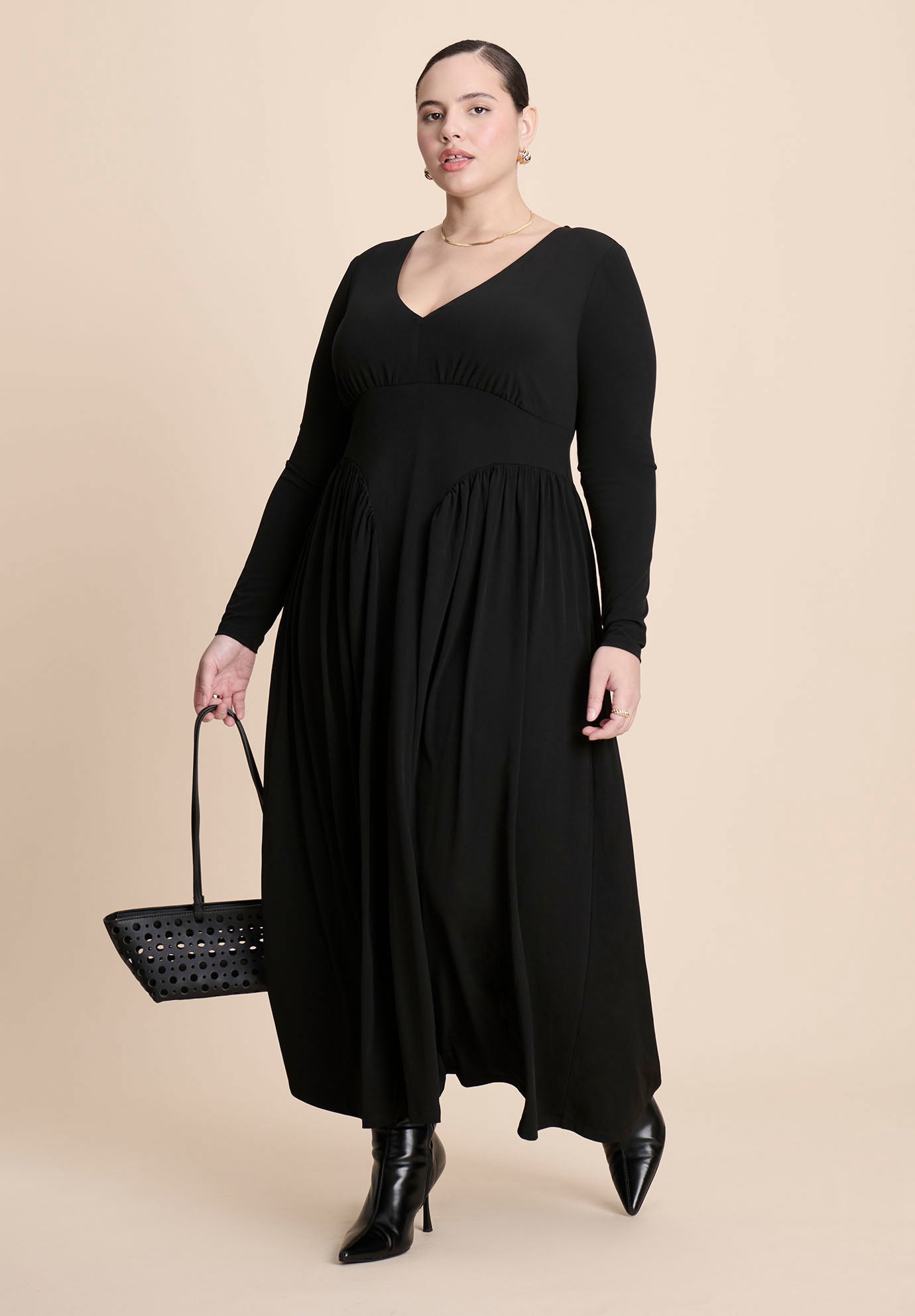 Plunge Neck Knit Dress image number 0