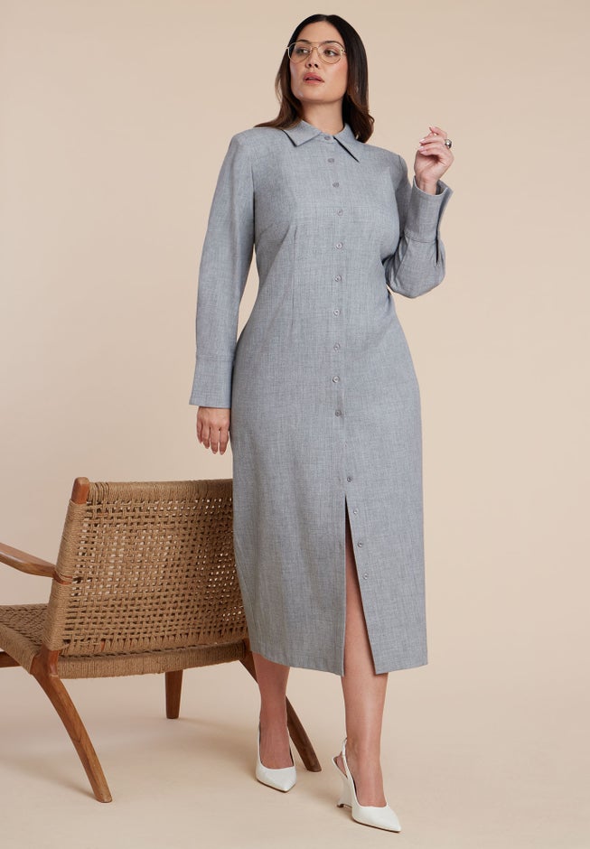 Collared Midi Dress image number 4