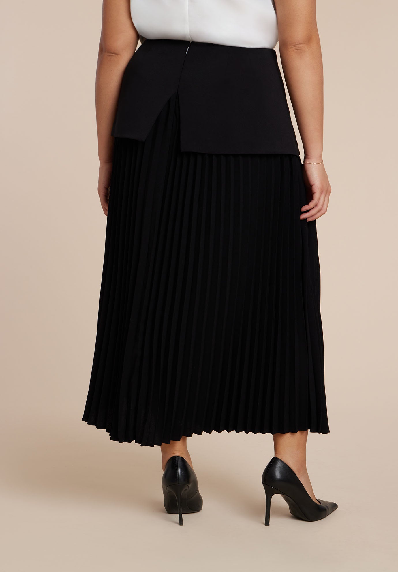 Mixed Media Pleated Skirt image number 2