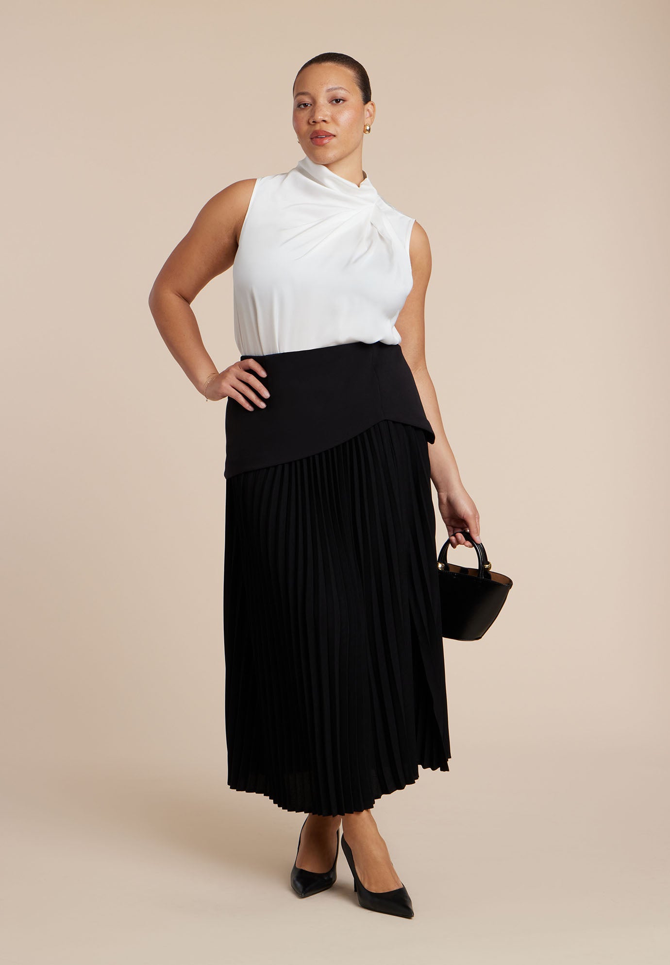 Mixed Media Pleated Skirt image number 0