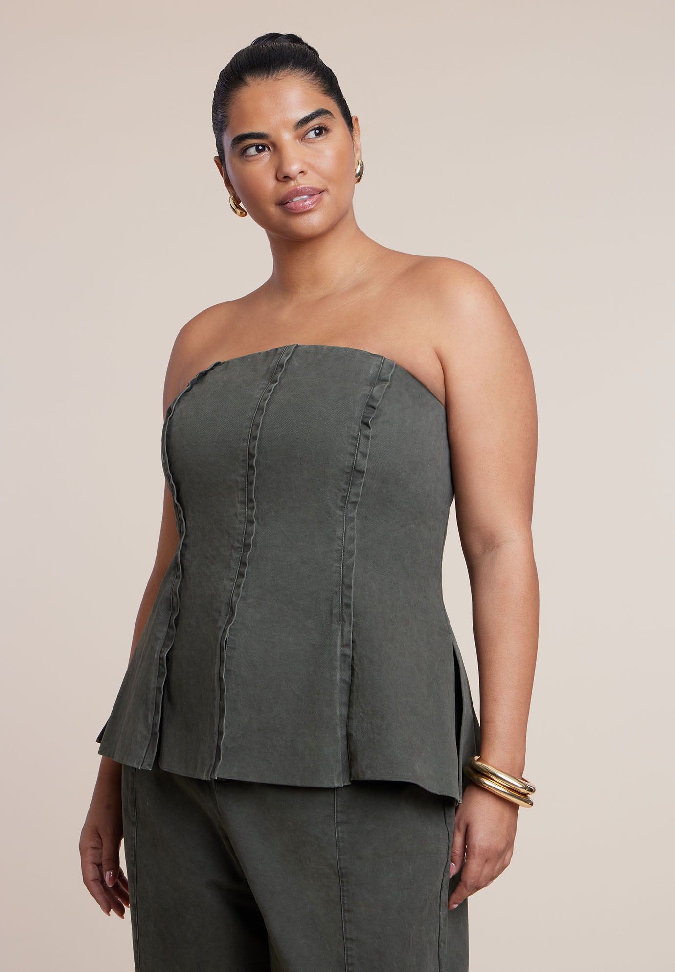 Seam Detail Strapless Top image number 0