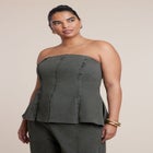 Seam Detail Strapless Top image number 0