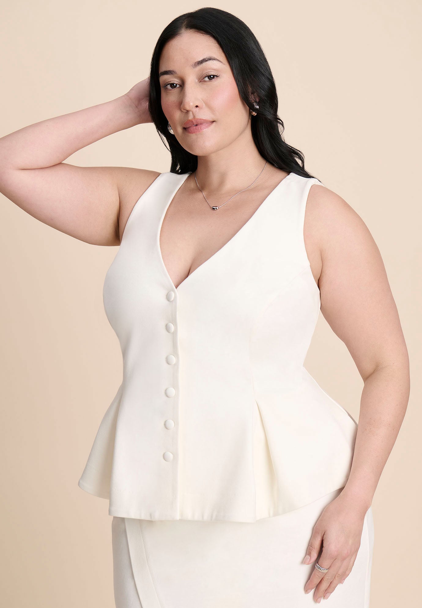 Button Up Peplum Vest image number 1