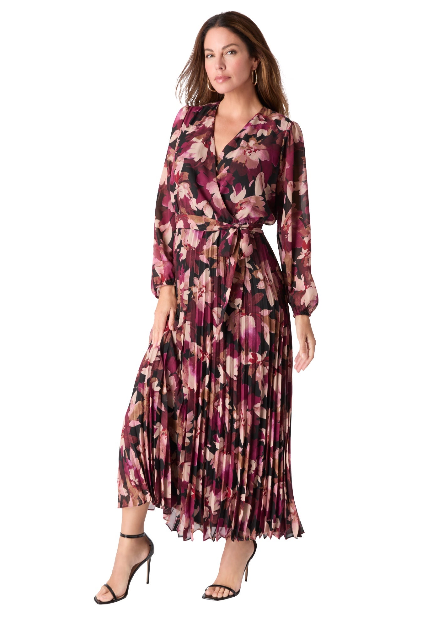 Pleated Chiffon Maxi Dress image number 3