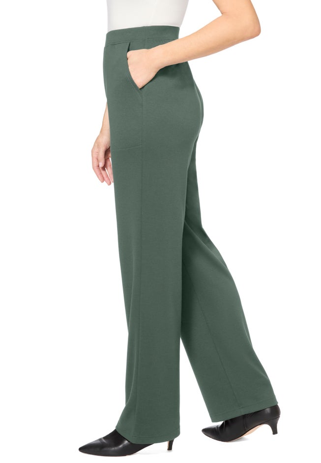 Stretch Ponte Knit Pull-On Wide-Leg Pants image number 2