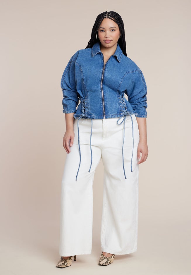 Lace Up Denim Jacket image number 1