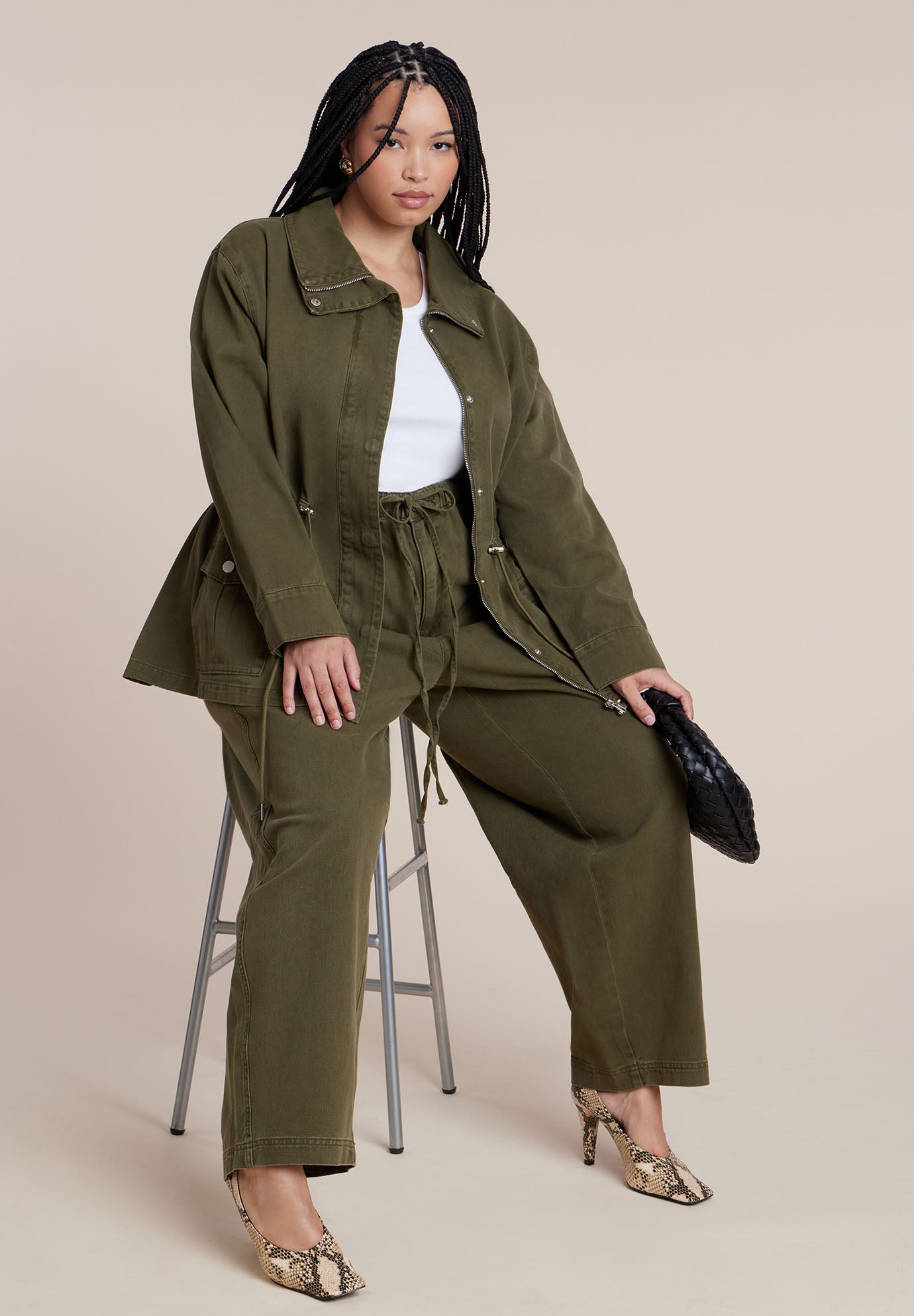 Drawstring Waist Cargo Jacket image number 3