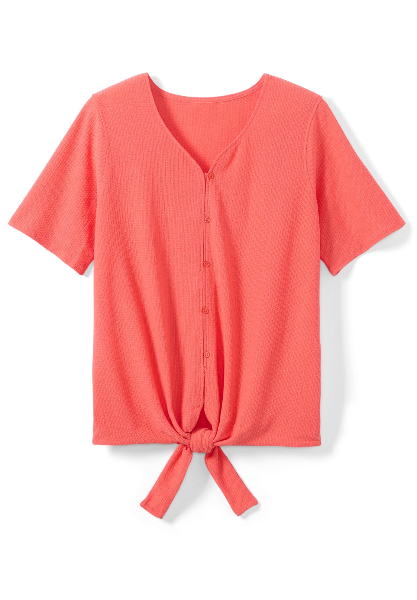 Textured Tie-Front Tee image number 2
