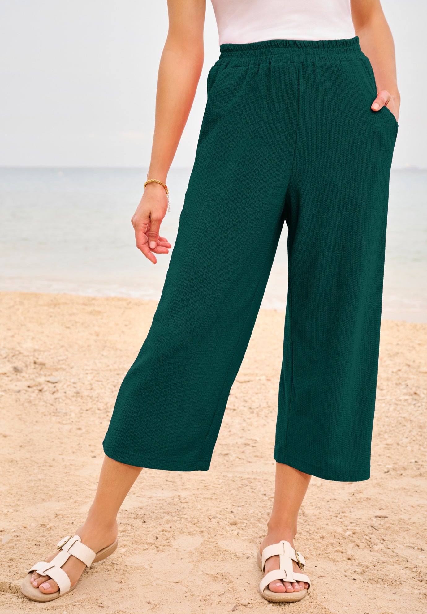 Wide-Leg Texture Knit Capri image number 0