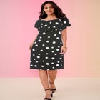 Plus Size Stretch Knit Convertible Flounce Dress image number null