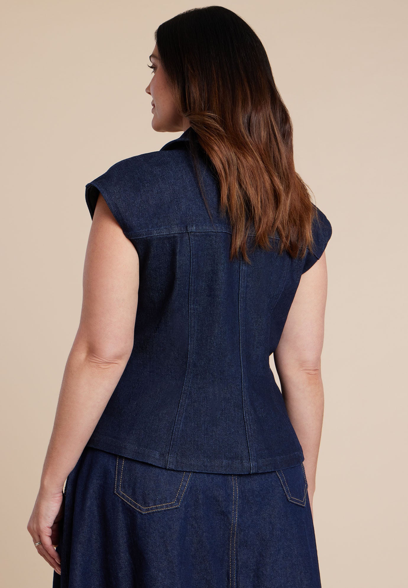 Structured Denim Vest image number 1