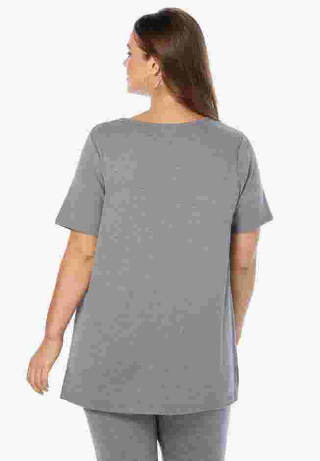 Plus Size Soft Knit Tunic with Notch Neckline image number 1