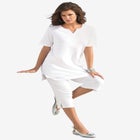 Plus Size Soft Knit Tunic with Notch Neckline image number null