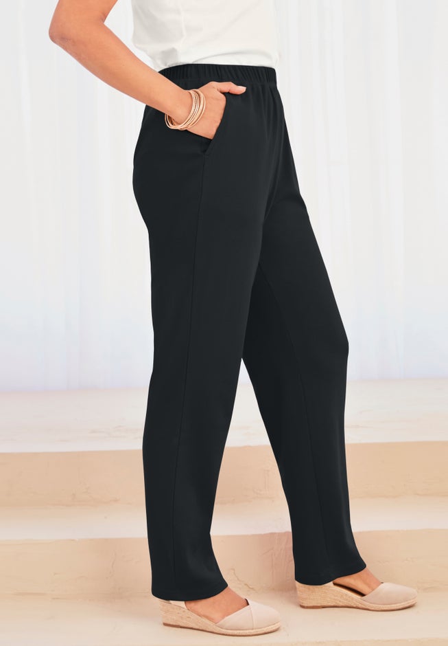 Plus Size Straight Leg Soft Knit Pull On Pant image number 2