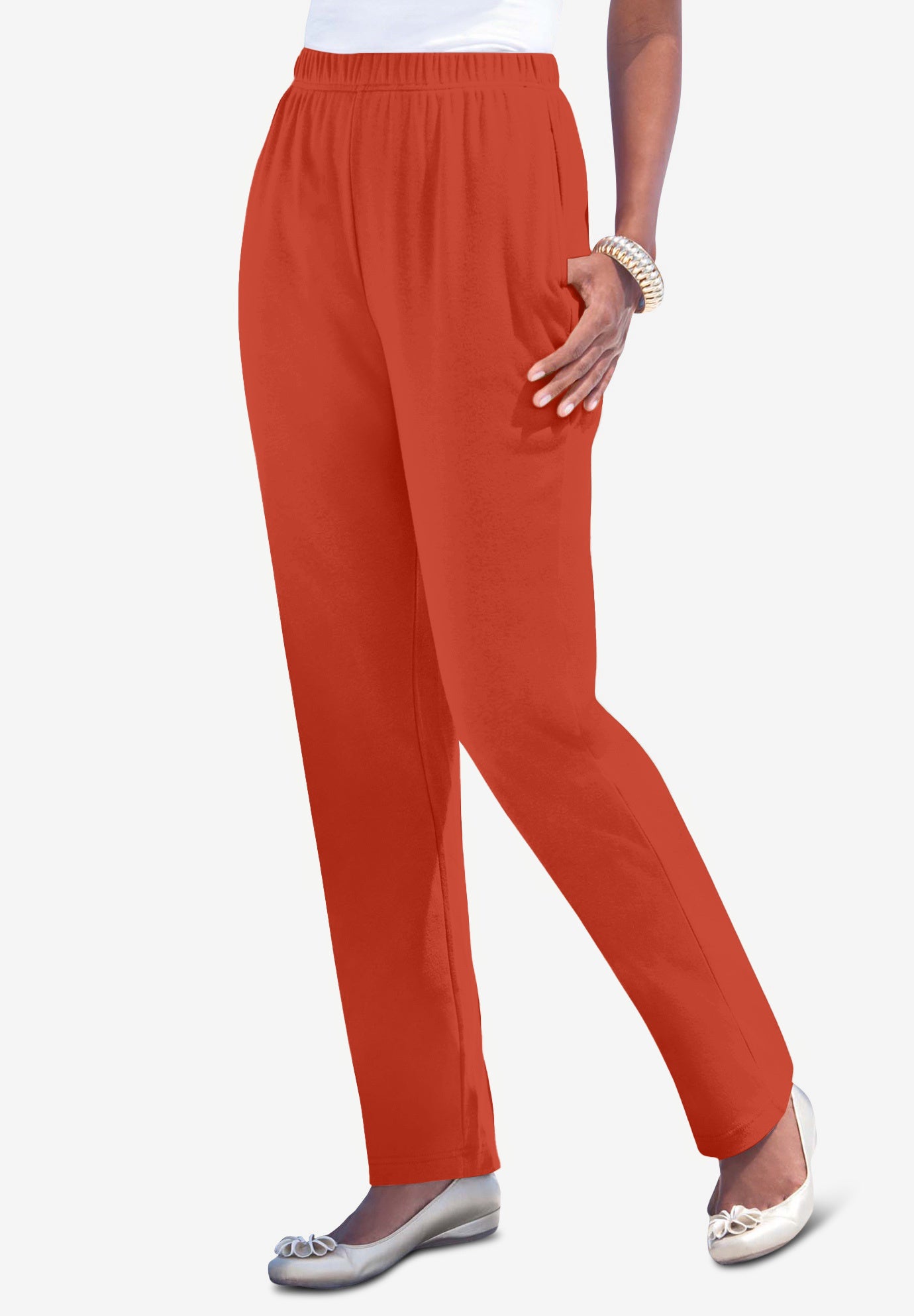 Plus Size Soft Knit Relaxed Pull-On Straight Leg Pant image number 0