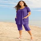 Plus Size Soft Knit Pull-On Capri Pant image number null