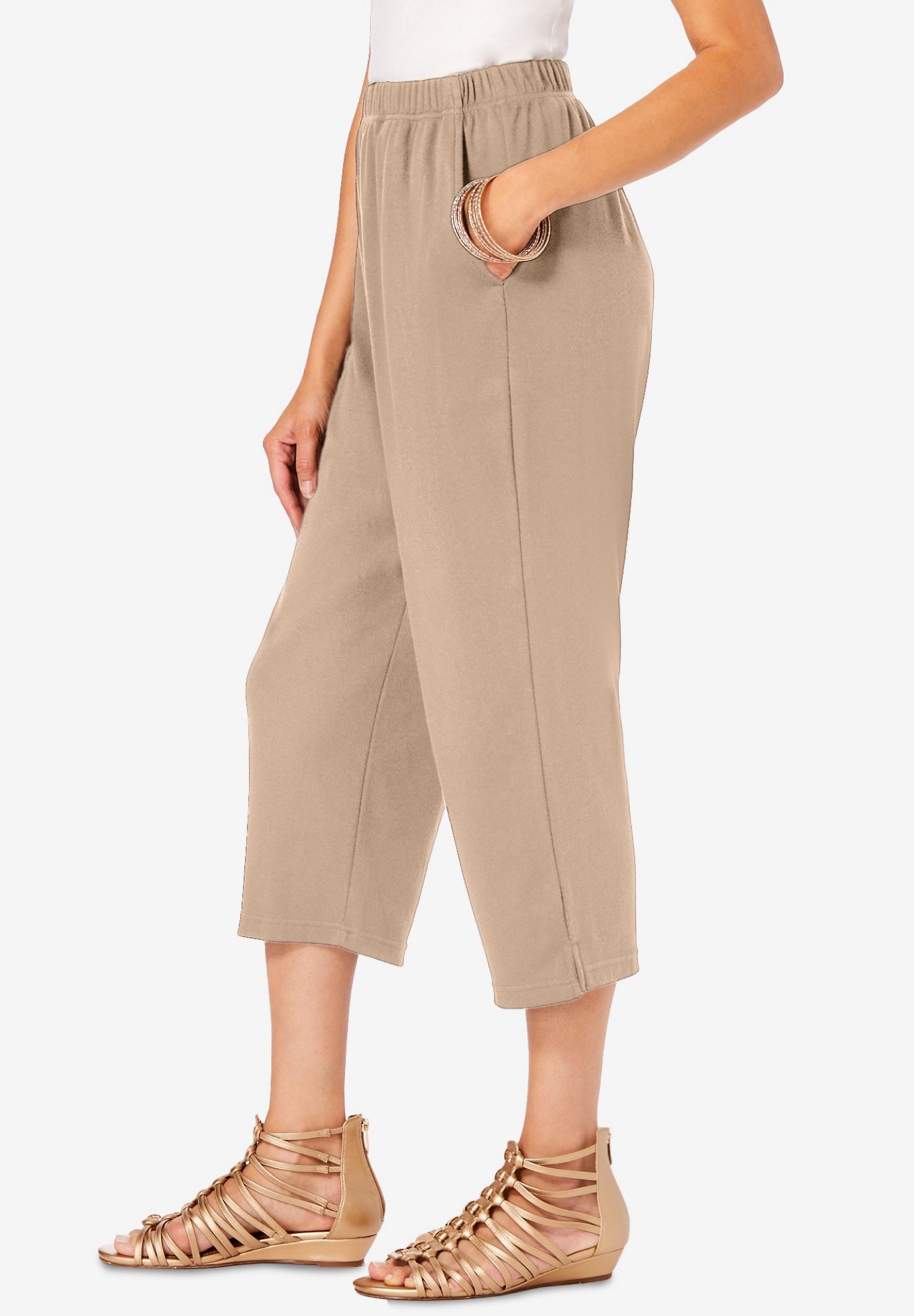 Plus Size Soft Knit Relaxed Pull-On Capri Pant image number 2